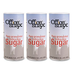 Office Snax Sugar Canister, 20 oz Reclosable Canister, 3/Pack (00019G)