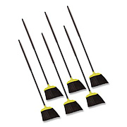 Rubbermaid Commercial Jumbo Smooth Sweep Angled Broom, 46" Handle, Black/Yellow, 6/Carton (638906BLACT)