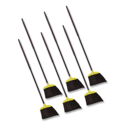 Rubbermaid Commercial Jumbo Smooth Sweep Angled Broom, 46" Handle, Black/Yellow, 6/Carton (638906BLACT)