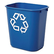 Rubbermaid Commercial Deskside Recycling Container, Small, 13.63 qt, Plastic, Blue (295573BE)