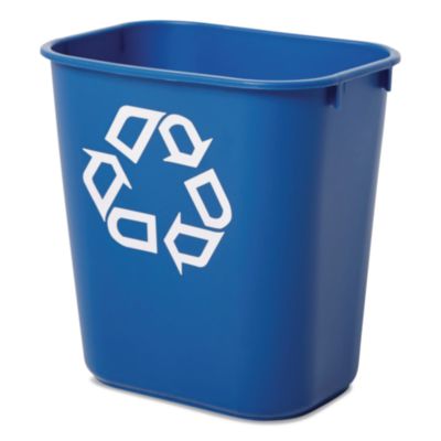Rubbermaid Commercial Deskside Recycling Container, Small, 13.63 qt, Plastic, Blue (295573BE)