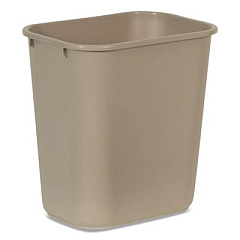 Rubbermaid Commercial Deskside Plastic Wastebasket, 7 gal, Plastic, Beige (295600BG)