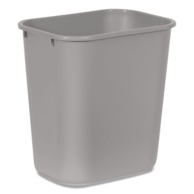 Rubbermaid Commercial Deskside Plastic Wastebasket, 7 gal, Plastic, Gray (295600GY)