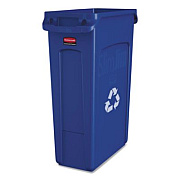 Rubbermaid Commercial Slim Jim Plastic Recycling Container with Venting Channels, 23 gal, Plastic,  Blue (354007BE)