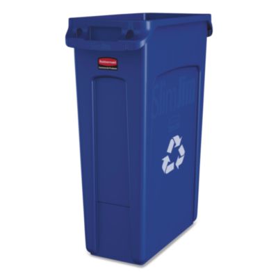 Rubbermaid Commercial Slim Jim Plastic Recycling Container with Venting Channels, 23 gal, Plastic,  Blue (354007BE)