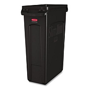 Rubbermaid Commercial Slim Jim with Venting Channels, 23 gal, Plastic, Black (354060BK)