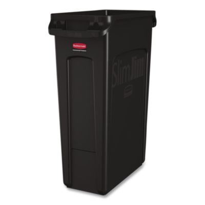 Rubbermaid Commercial Slim Jim with Venting Channels, 23 gal, Plastic, Black (354060BK)