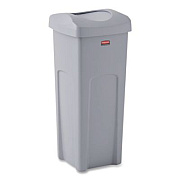 Rubbermaid Commercial Universal Square Trash Can with Swing Lid, 23 gal, Plastic, Gray (2143862)