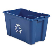Rubbermaid Commercial Stacking Recycle Bin, 18 gal, Polyethylene, Blue (571873BE)