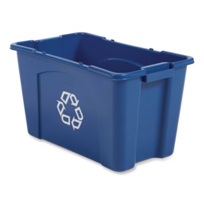 Rubbermaid Commercial Stacking Recycle Bin, 18 gal, Polyethylene, Blue (571873BE)