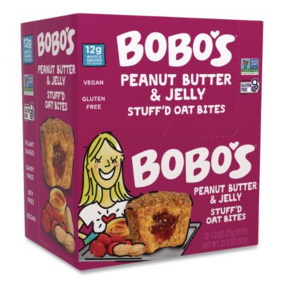 Bobo's Stuff'd Oatmeal Bites, Peanut Butter and Jelly, 1.3 oz Individually Wrapped, 25/Box (00216)