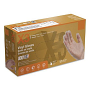 X3 by AMMEX Industrial Vinyl Gloves, Powder-Free, X-Large, 3 mil Thick, 9.5" Long, Clear, 100/Box (GPX348100)