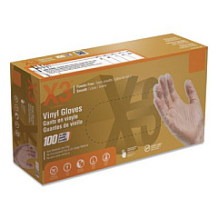 X3 by AMMEX Industrial Vinyl Gloves, Powder-Free, X-Large, 3 mil Thick, 9.5" Long, Clear, 100/Box (GPX348100)