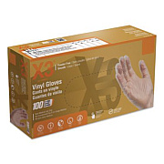 X3 by AMMEX Industrial Vinyl Gloves, Powder-Free, Medium, 3 mil Thick, 9.5" Long, Clear, 100/Box (GPX344100)