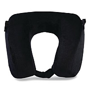 Brookstone Memory Foam Fleece Travel Pillow, One Size Fits Most, 9.84 x 4.1 x 9, Black (BNPM0002)