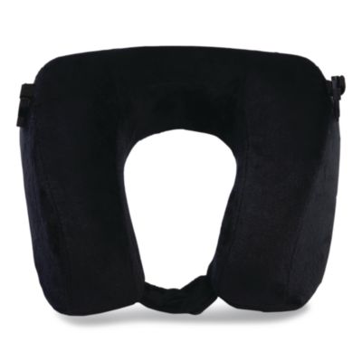 Brookstone Memory Foam Fleece Travel Pillow, One Size Fits Most, 9.84 x 4.1 x 9, Black (BNPM0002)
