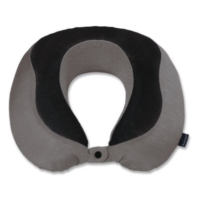 Brookstone U-Shaped Memory Foam Travel Pillow, One Size Fits Most, 12.6 x 3.74 x 12.2, Gray/Black (BNPM0007)