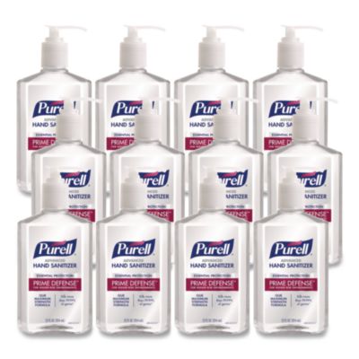 PURELL Prime Defense Advanced 85% Alcohol Gel Hand Sanitizer, 12 oz Pump Bottle, Clean Scent, 12/Carton (369912CT)