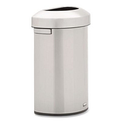 Rubbermaid Commercial Refine Series Half Round Waste Receptacle, 16 gal, Plastic/Stainless Steel (2147550)