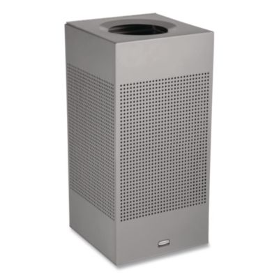 Rubbermaid Commercial Designer Line Silhouettes Waste Receptacle, 16 gal, Steel, Silver Metallic (SC14EPLSM)