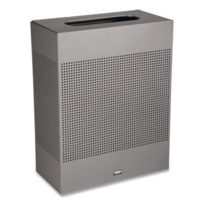 Rubbermaid Commercial Designer Line Silhouettes Waste Receptacle, 22.5 gal, Steel, Silver Metallic (SR18EPLSM)
