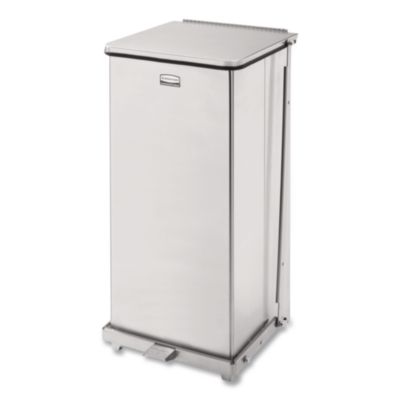 Rubbermaid Commercial Defenders Heavy-Duty Steel Step Can, 13 gal, Steel, Stainless Steel (ST24SSPL)