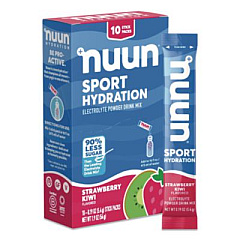 nuun Sport Hydration Electrolyte Powder Drink Mix, Strawberry Kiwi, 0.19 oz Stick, 10/Box (02394)