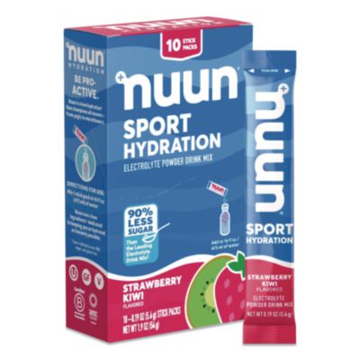 nuun Sport Hydration Electrolyte Powder Drink Mix, Strawberry Kiwi, 0.19 oz Stick, 10/Box (02394)