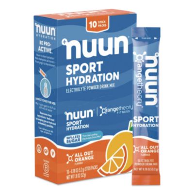 nuun Sport Hydration Electrolyte Powder Drink Mix, All Out Orange, 0.18 oz Stick, 10/Box (02403)