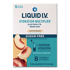 LIQUID I.V. Sugar-Free Hydration Multiplier, 0.45 oz Stick, Sugar-Free White Peach, 15/Pack (EHC28674)