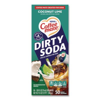 Coffee mate Dirty Soda Coconut Lime Dairy-Free Liquid Creamer, 0.38 oz Mini Cup, 50/Box (33540)