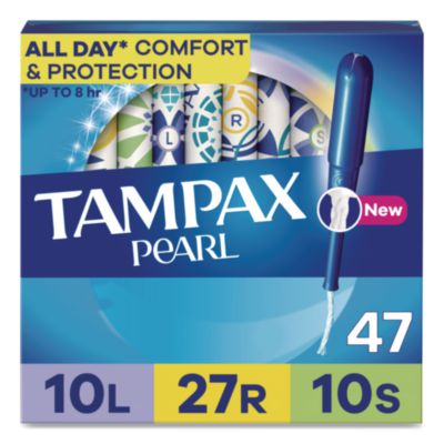 Tampax Pearl Tampons, Light/Regular/Super Absorbency, 47/Pack (71447)