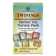 Caffeine-Free Herbal Tea Bags Variety Pack, Individually Wrapped, Four Flavors, 0.06 oz Tea Bag, 20/Box (TNA51788)