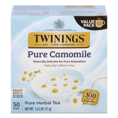 TWININGS Tea Bags, Pure Camomile, 0.05 oz Tea Bag, 50/Box (TNA53651)