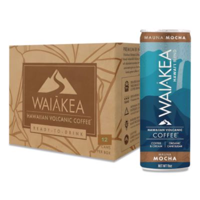 Waiakea Hawaiian Volcanic Cold Brew Coffee, Mauna Mocha, 11 oz Can, 12/Carton (NOV00627)