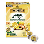 Tea K-Cups, Lemon Ginger, 0.11 oz K-Cups, 24/Box