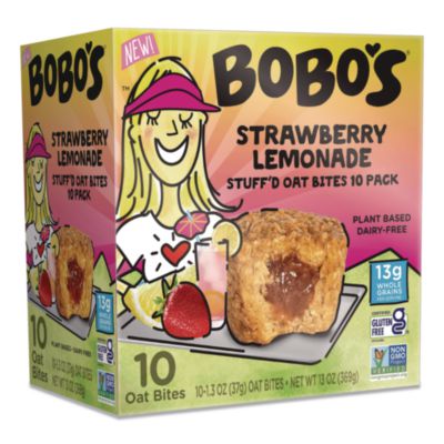 Bobo's Stuff'd Oatmeal Bites, Strawberry Lemonade, 1.3 oz Individually Wrapped, 10/Box (BBO00543)