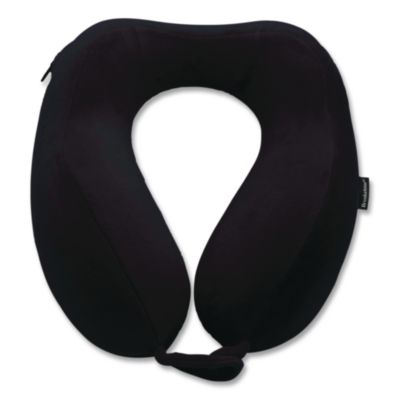 Brookstone Memory Foam Fabric Travel Pillow, One Size Fits Most, 9.84 x 5.5 x 11, Black (BNPM0001)
