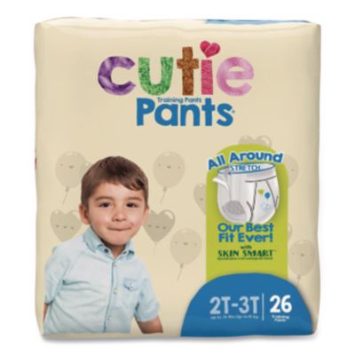 Cuties CutiePants Refastenable Training Pants for Boys, Size 2T-3T, Up to 34 lbs, 104/Carton (CR7007)
