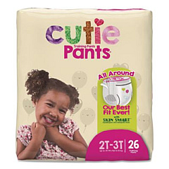 Cuties CutiePants Refastenable Training Pants for Girls, Size 2T-3T, Up to 34 lbs, 104/Carton (CR7008)