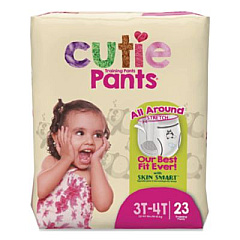 Cuties CutiePants Refastenable Training Pants for Girls, Size 3T-4T, 32 lbs to 40 lbs, 92/Carton (CR8008)