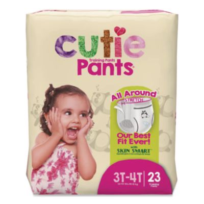 Cuties CutiePants Refastenable Training Pants for Girls, Size 3T-4T, 32 lbs to 40 lbs, 92/Carton (CR8008)