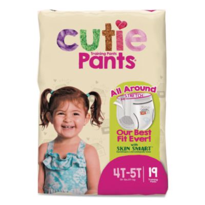 Cuties CutiePants Refastenable Training Pants for Girls, Size 4T-5T, 38 lbs to 50 lbs, 76/Carton (CR9008)
