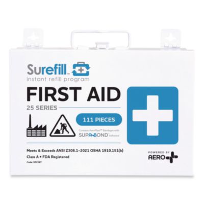 SUREFILL 25 ANSI 2021 A+ First Aid Kit with Metal Case, 111 Pieces (SF25AT)