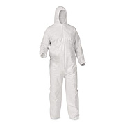 KleenGuard A35 Liquid and Particle Protection Coveralls, Zipper Front, Hooded, Elastic Wrists and Ankles, 3X-Large, White, 25/Carton (38942)