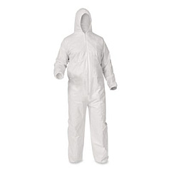 KleenGuard A35 Liquid and Particle Protection Coveralls, Zipper Front, Hooded, Elastic Wrists and Ankles, 3X-Large, White, 25/Carton (38942)
