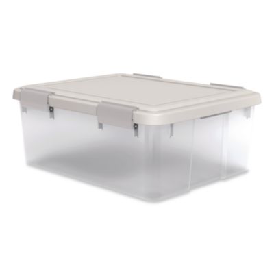 IRIS WeatherPro Latching Lid Storage Bin, 30.6 qt, 15.75 x 19.68 x 7.75, Clear (270016)