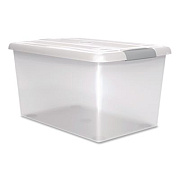 IRIS Store and Slide Latching Lid Storage Bin, 61 qt, 15.55 x 23.42 x 12.99, Clear (270017)