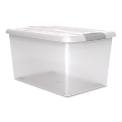IRIS Store and Slide Latching Lid Storage Bin, 61 qt, 15.55 x 23.42 x 12.99, Clear (270017)