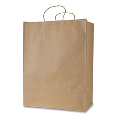 Inteplast Group Get Reddi Paper Bags, Mercado Size, 65# Basis Weight, Twisted Rope Handles, 13 x 7 x 17, Brown, 250/Carton (KRFTW13717)